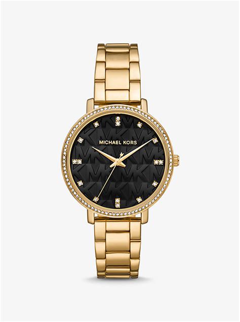 michael kors uhr mit mk logo|Pyper Logo and Gold.